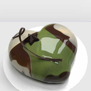 0 Торт милитари для мужчин на 23 февраля зеленый в виде сердца