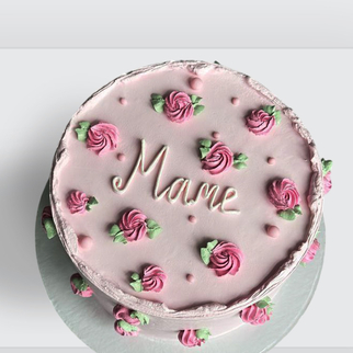 0 Торт розовый для мамы с розочками