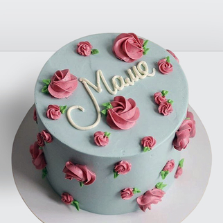 0 Торт серый для мамы с розочками