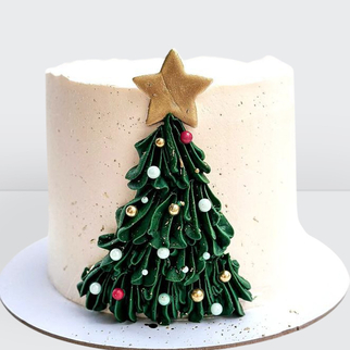 0 Торт на Новый год с елочкой, новогодними украшениями