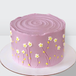 Торт розовый с белыми цветочками