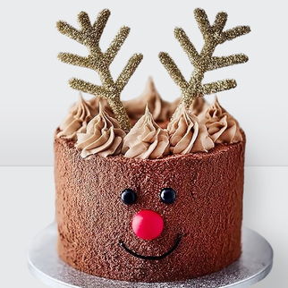 0 Торт на Новый год детский велюровый с фигуркой олень с рогами
