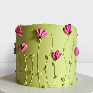 0 Торт зеленый с цветочками