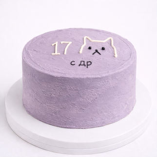 Бенто торт на 17 лет с надписью «с др» с котиком