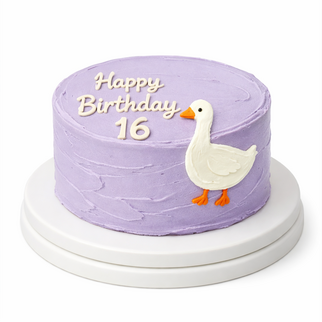енто торт на 16 лет с надписью «Happy Birthday 16» с утёнком