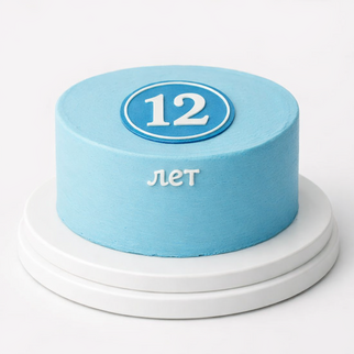 Бенто торт на 12 лет с цифрой в голубом стиле