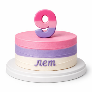 Бенто торт на 9 лет с объёмной цифрой и цветными слоями