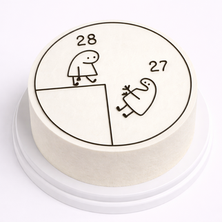 Бенто торт на 28 лет с рисунком «27 vs 28»