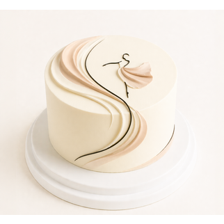 Торт тренеру по танцам с силуэтом и плавными линиями