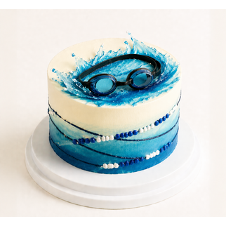 Торт пловцу с очками и водным эффектом