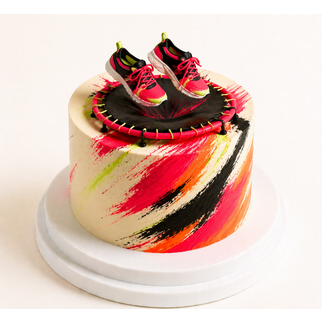 Торт тренеру по джампингу с кроссовками и мини-батутом