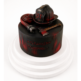 Торт настоящему пожарному с каской и топором