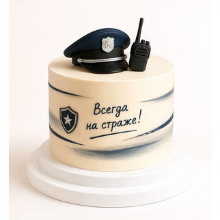 Торт полицейскому с фуражкой и рацией