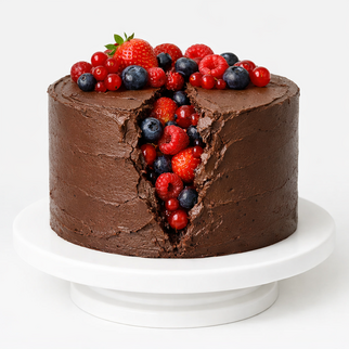 Торт шоколадный с ягодным разломоми кремом