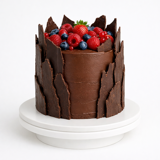 Торт шоколадный с ягодами и шоколадными панелями