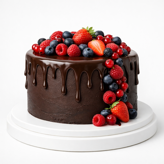 Торт шоколадный с ягодным каскадом и дрипом