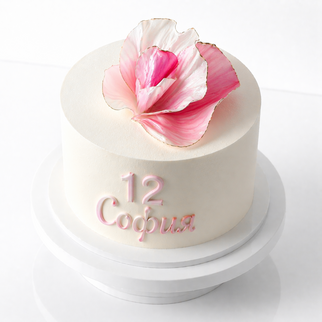 Торт с цветком и цифрой 12 в розовом стиле