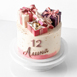Торт с подарочными коробками и цифрой 12