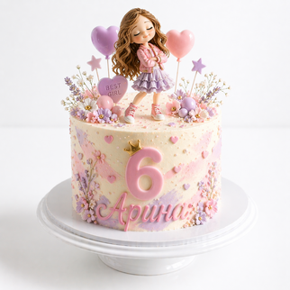 Торт на 6 лет с девочкой и шарами