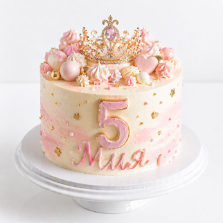Торт на 5 лет с короной и шарами