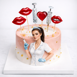 Торт для врача молодой девушки с шприцем