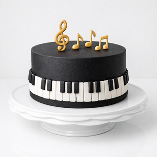 Торт музыканту пианисту с клавишами и нотами