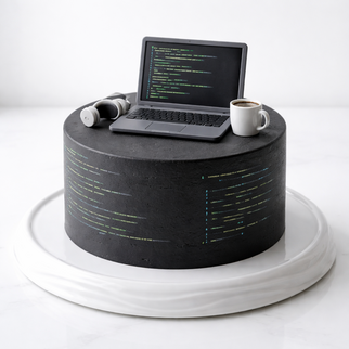 Торт в стиле минимализм черный для Айти программиста