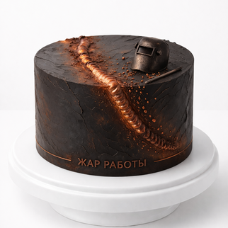 Торт черный для сварщика с каской