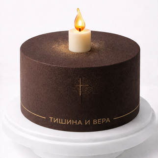 Торт в стиле минимализм со свечой священнику церковнослужителю