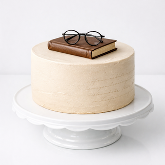 Торт в стиле минимализм с книгой и очками