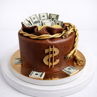 Торт золотой мешок с долларами