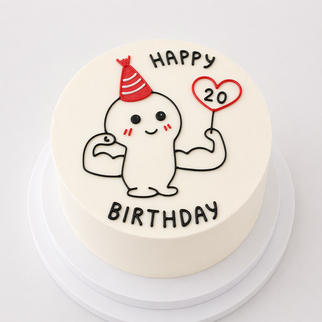 Бенто торт на 20 лет с милым персонажем и сердцем — для весёлого и тёплого дня рождения