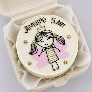 Бенто торт на 5 лет с феей и именем Амина — для нежного и сказочного детского праздника