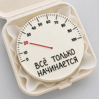 Бенто торт со спидометром и надписью «всё только начинается» — для уверенного и мотивирующего праздника