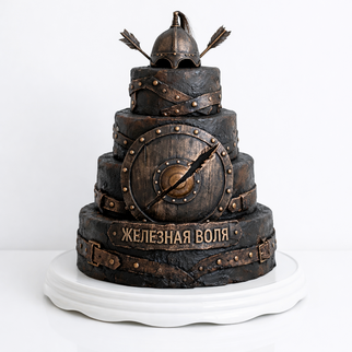 Торт в стили исторического фильма со щитом и шлемом