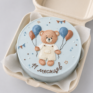 Бенто торт на 11 месяцев с мишкой и шариками — для нежного и трогательного праздника