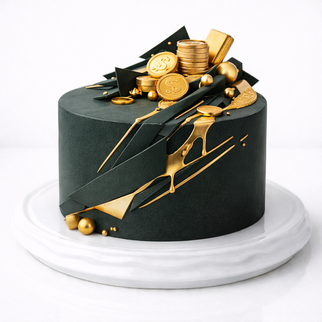 Торт велюровый с золотыми монетами