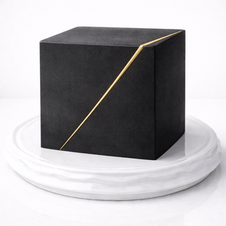 Торт черный велюровый куб с золотом