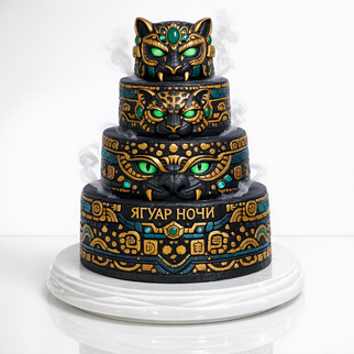 Торт мистика Глаза ягуара с изумрудом и золотом