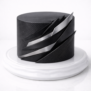 Торт черный строгий с металлом