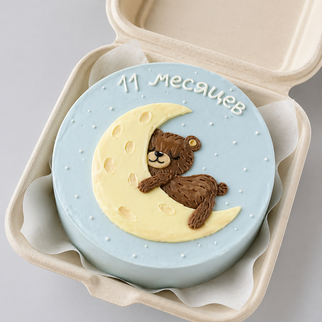 Бенто торт на 11 месяцев с мишкой на луне — для нежного и трогательного праздника