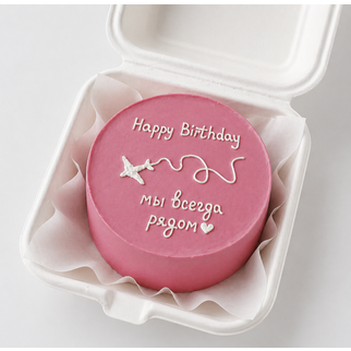 Бенто торт с самолётом и надписью «мы всегда рядом» — для тёплого и поддерживающего поздравления