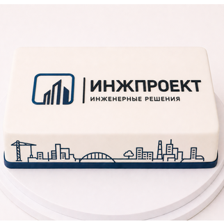 Торт прямоугольный для коллектива инженерной компании с лого