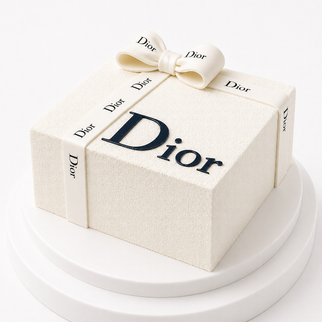 Торт велюровый в виде белой подарочной упаковки Dior 3Д