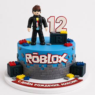 Торт Roblox для мальчика 12 лет с 3Д фигурками и лего