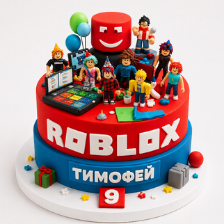 Торт с героями игры Roblox для мальчика на день рождения 9 лет