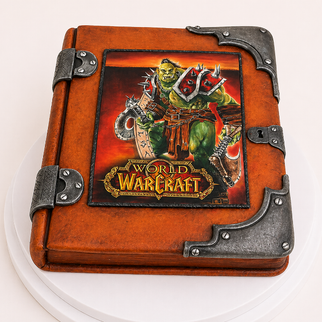 Торт магическая книга с героем игры WarCraft