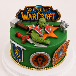 Торт с кувалдой и мечом с героями игры WarCraft