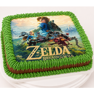 Торт прямоугольный с фотопечатью персонажа игры Zelda на день рождения