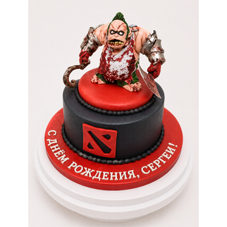 Торт черный с героем игры Dota-2 мясником Пуджем в 3Д на день рождения